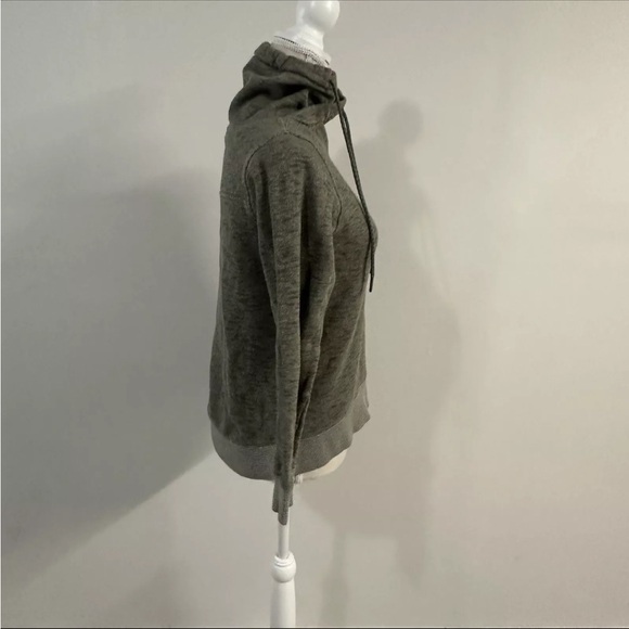 Columbia Womens Sweatshirt Green Pullover Marled Mock Neck Drawstring Cotton XS - Picture 3 of 5